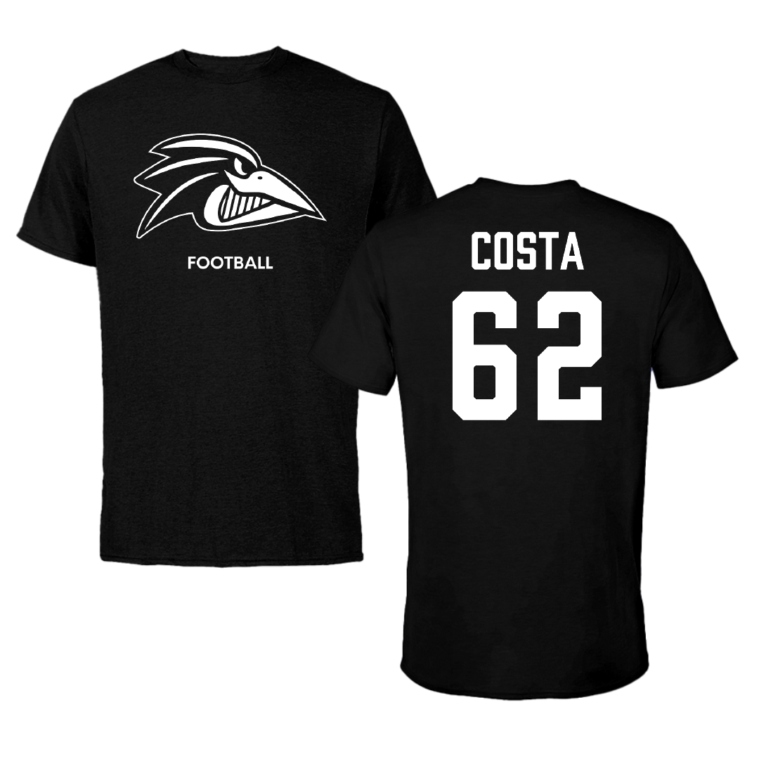 Franklin Pierce University Football Black Performance Tee - #62 Justin Costa