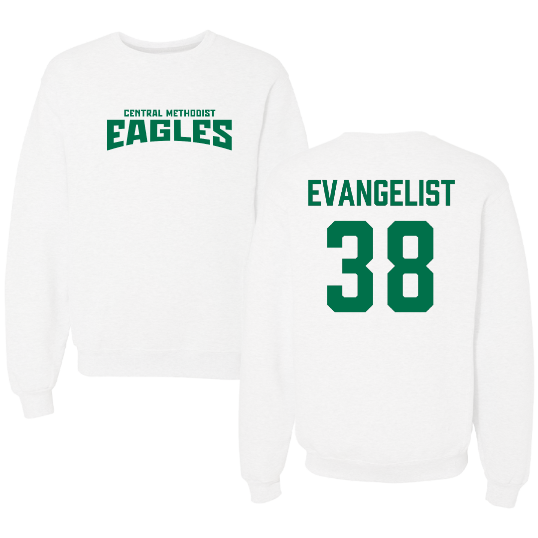 Central Methodist University Football White Classic Crewneck - #38 Carson Evangelist