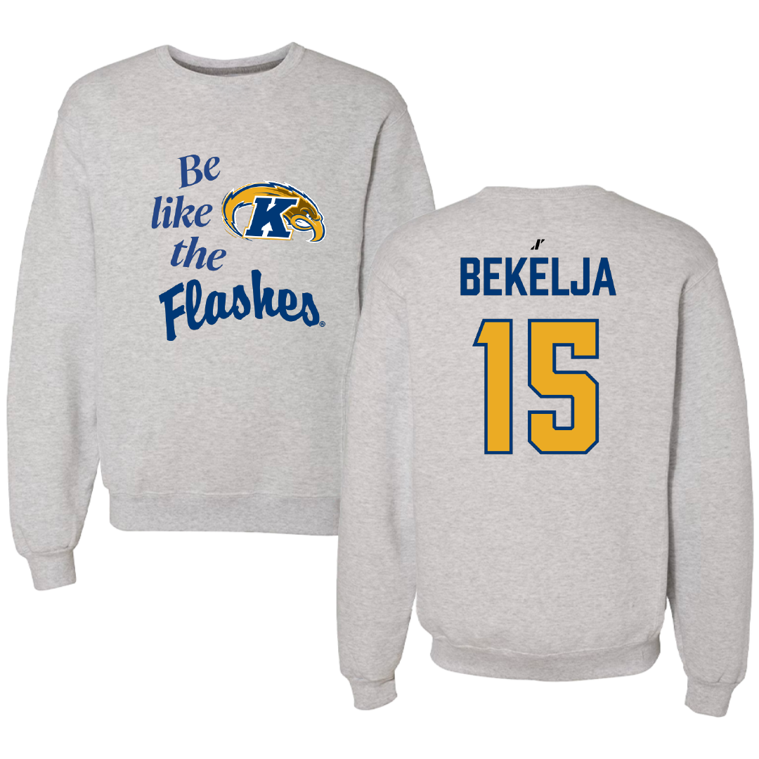 Kent State University Basketball (M) Light Gray Be Like Us Crewneck - #15 Mike Bekelja