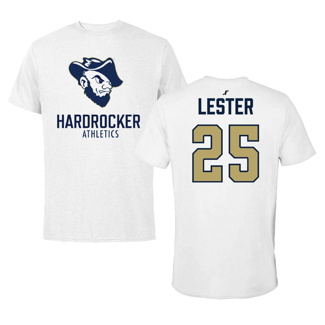 South Dakota Mines Football White Performance Tee - #25 Will Lester
