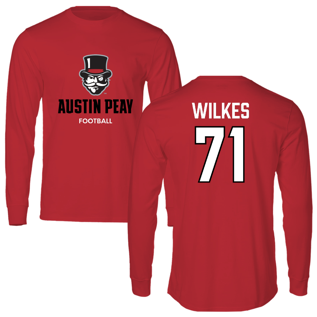 Austin Peay State University Football Red Mascot Long Sleeve - #71 Harrison Wilkes