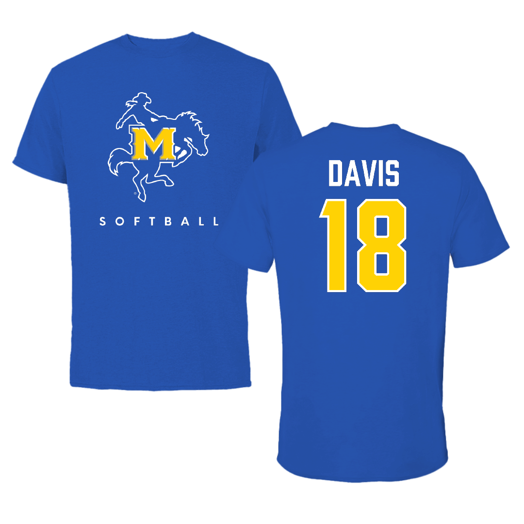 McNeese State University Softball Blue Tee - #18 Bailey Davis