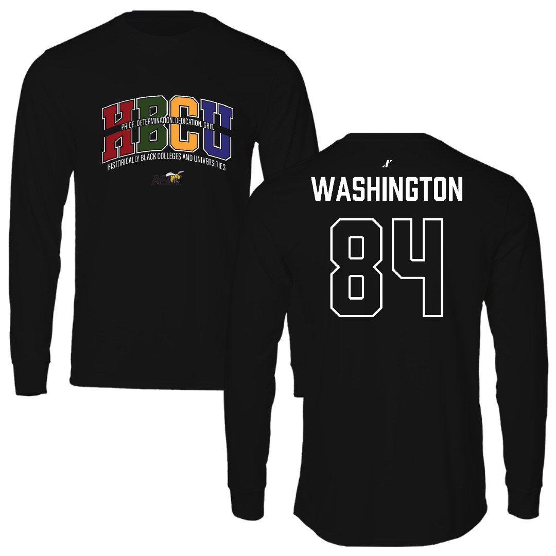 Alabama State University Football Black HBCU Long Sleeve - #84 Joshua Washington