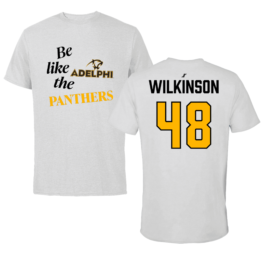 Adelphi University Baseball Light Gray Be Like Us Tee - #48 Justin Wilkinson