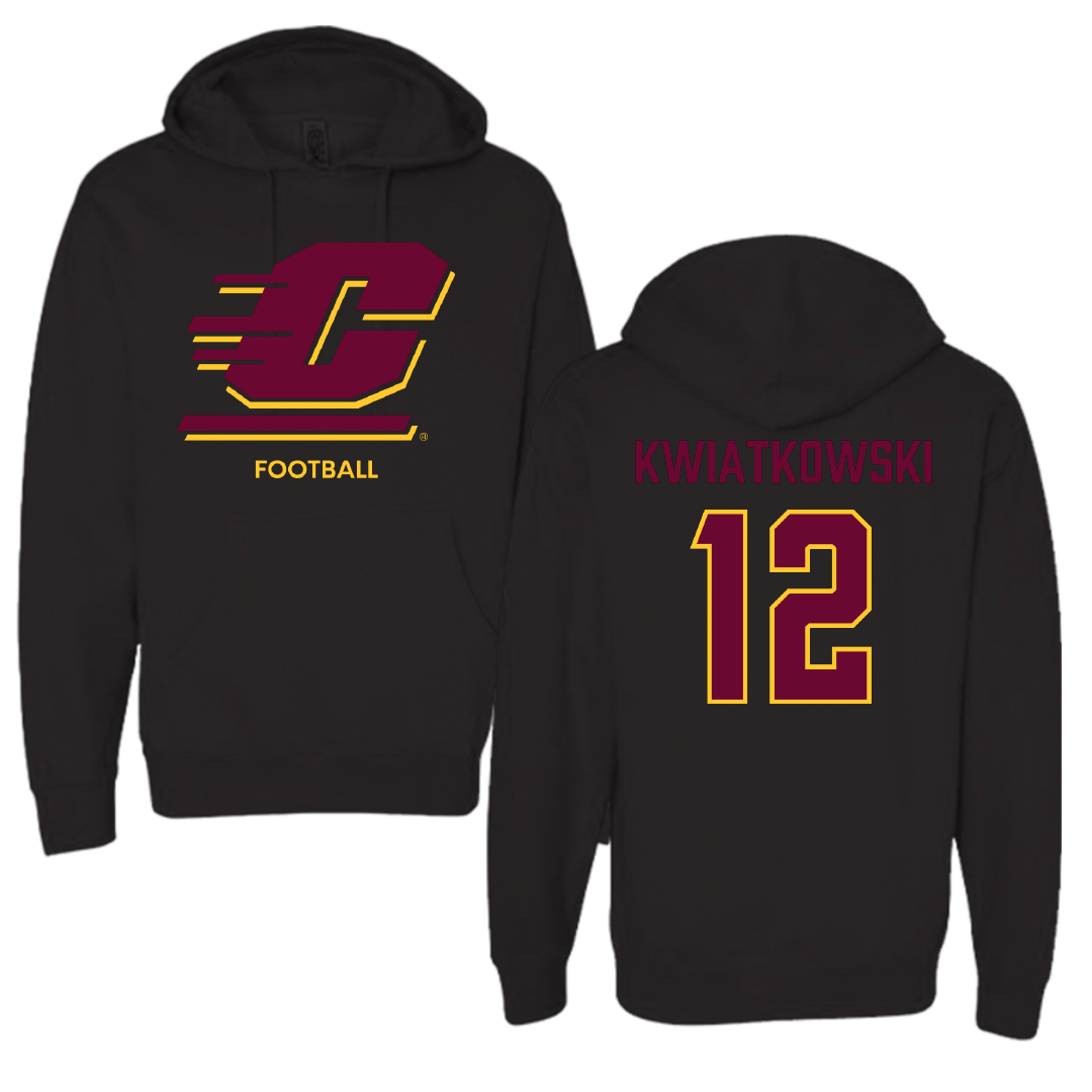 Central Michigan University Football Black Hoodie - #12 Jordan Kwiatkowski