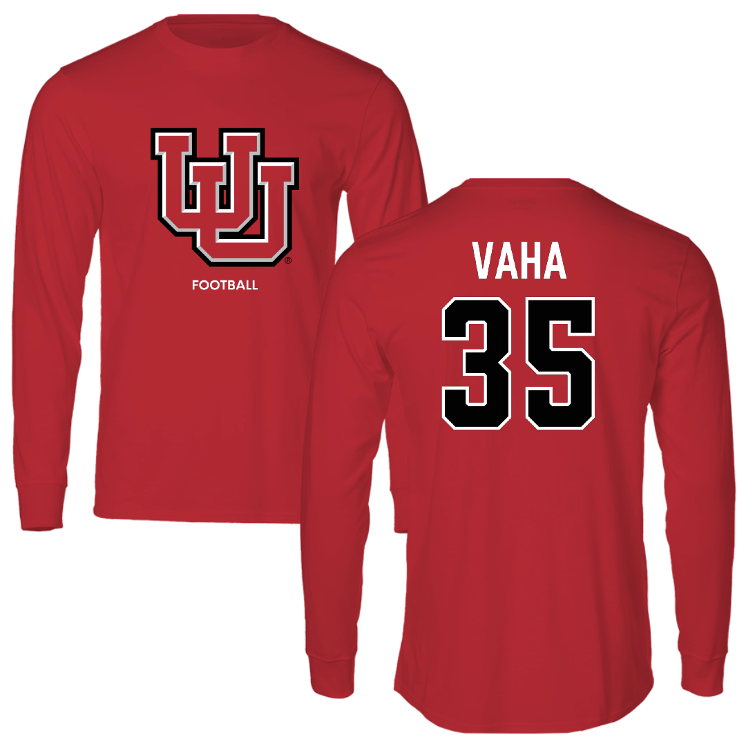 University of Utah Football Red Block Long Sleeve - #35 Isaac Vaha