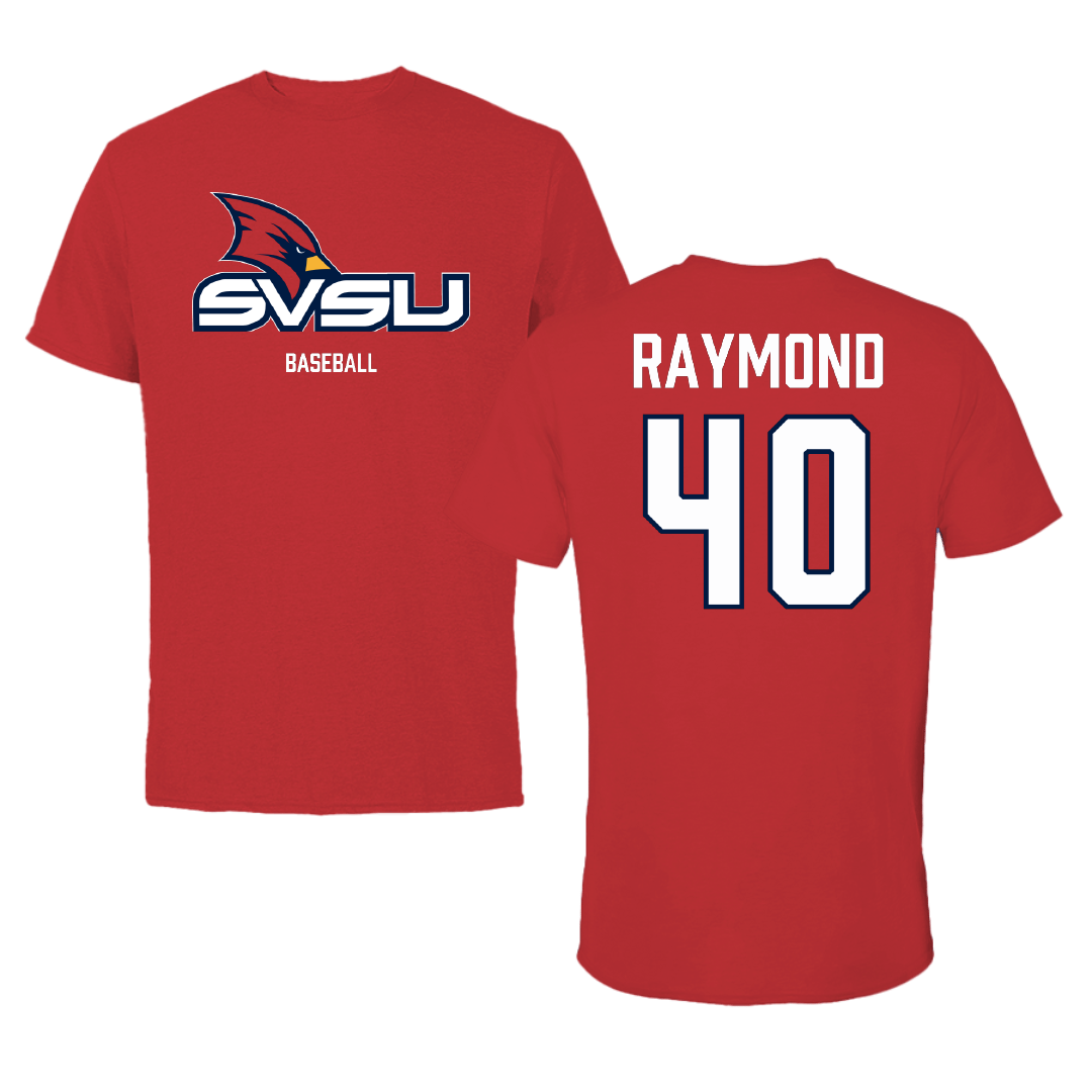 Saginaw Valley State University Baseball Red Performance Tee - #40 Chase Raymond