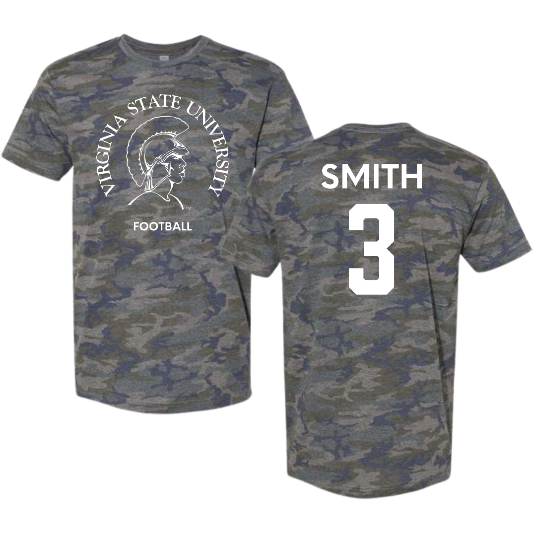 Virginia State University Football Vintage Camo Tee - #3 Daniel Smith