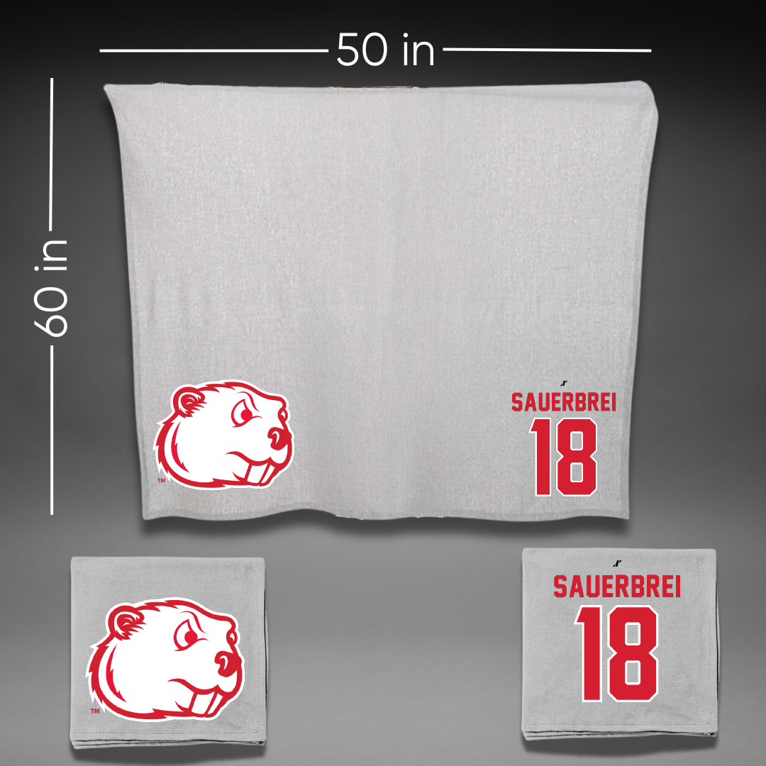 Minot State University Baseball Gray Blanket - #18 Ayden Sauerbrei