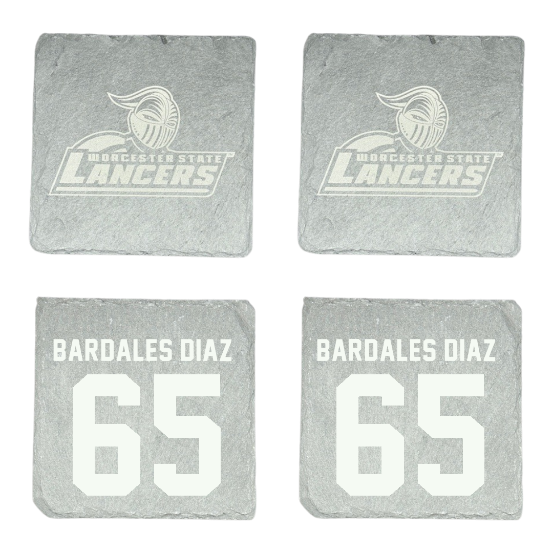Worcester State University Football Stone Coaster (4 Pack)  - #65 Ivan Bardales Diaz