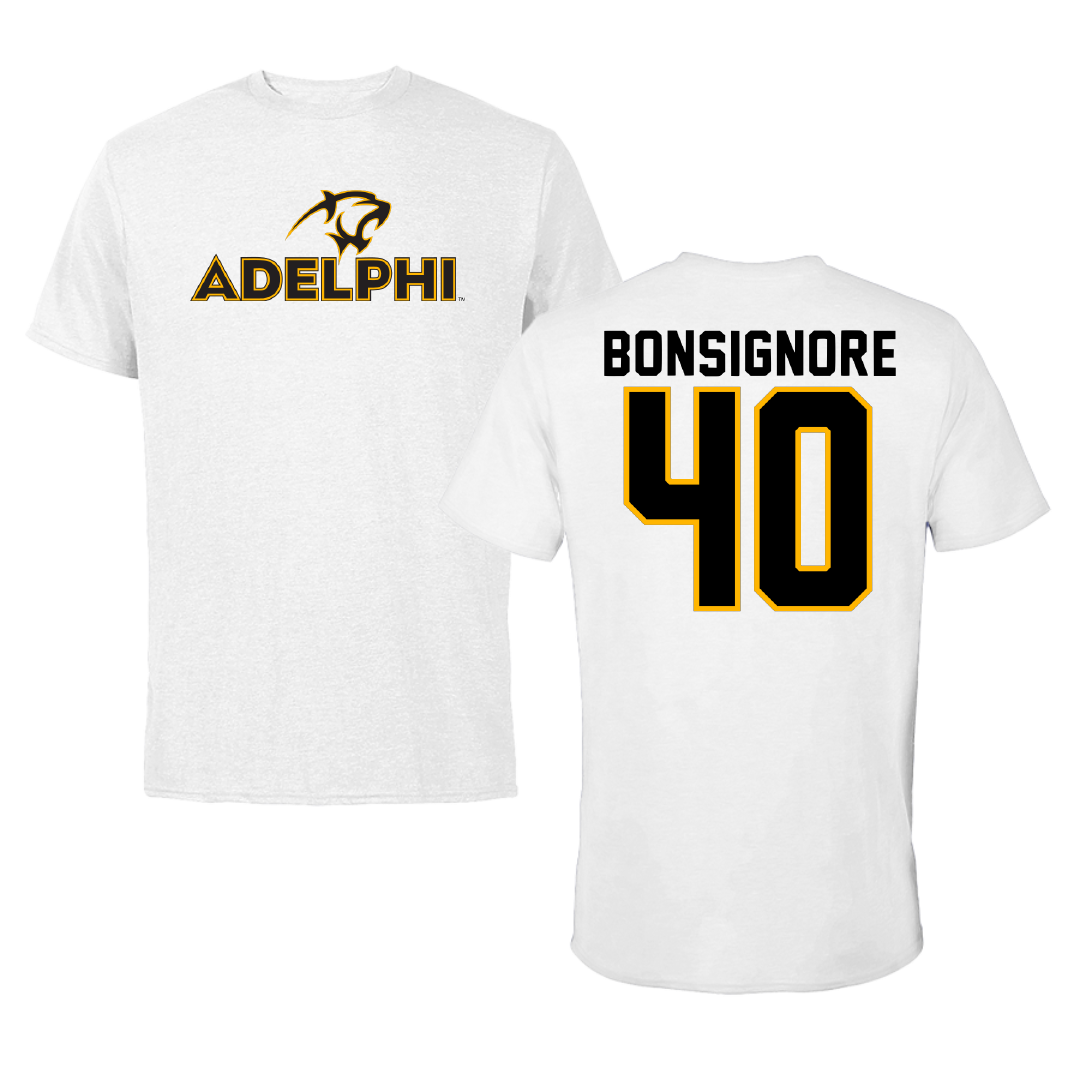 Adelphi University Baseball White Performance Tee - #40 Tyler Bonsignore