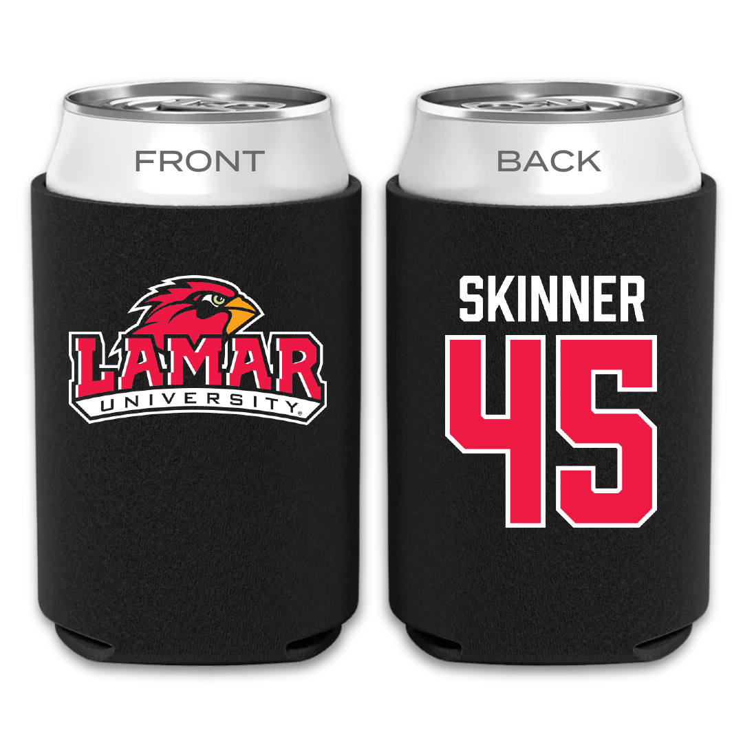 Lamar University Baseball Black Can Cooler - #45 Zak Skinner