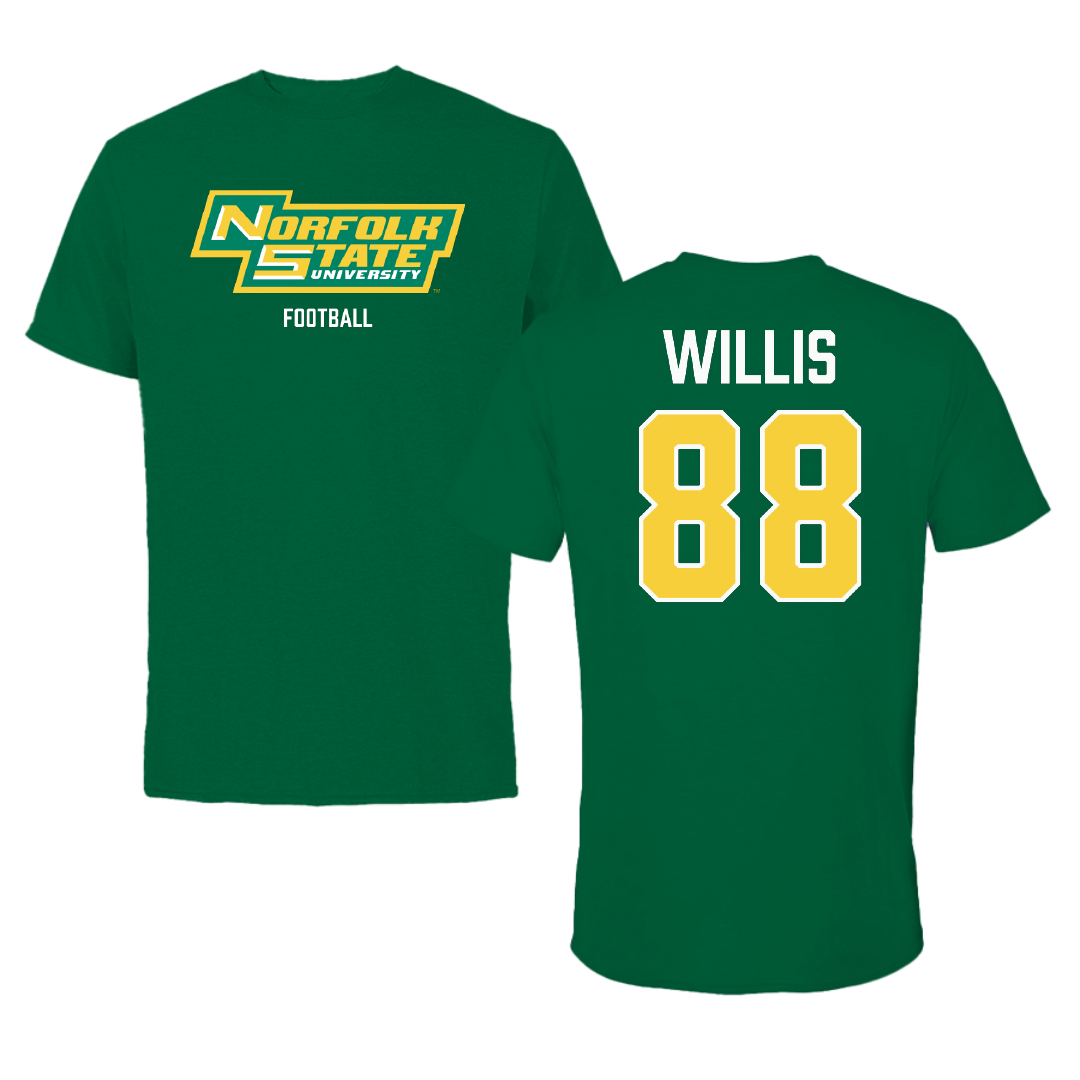 Norfolk State University Football Green Tee - #88 Toby Willis