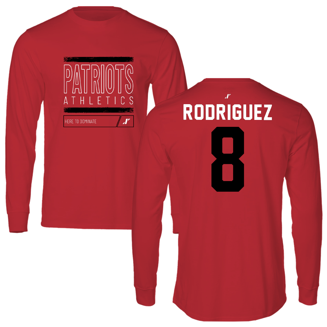 Dallas Baptist University Lacrosse Red Dominate Performance Long Sleeve - #8 Brandon Rodriguez