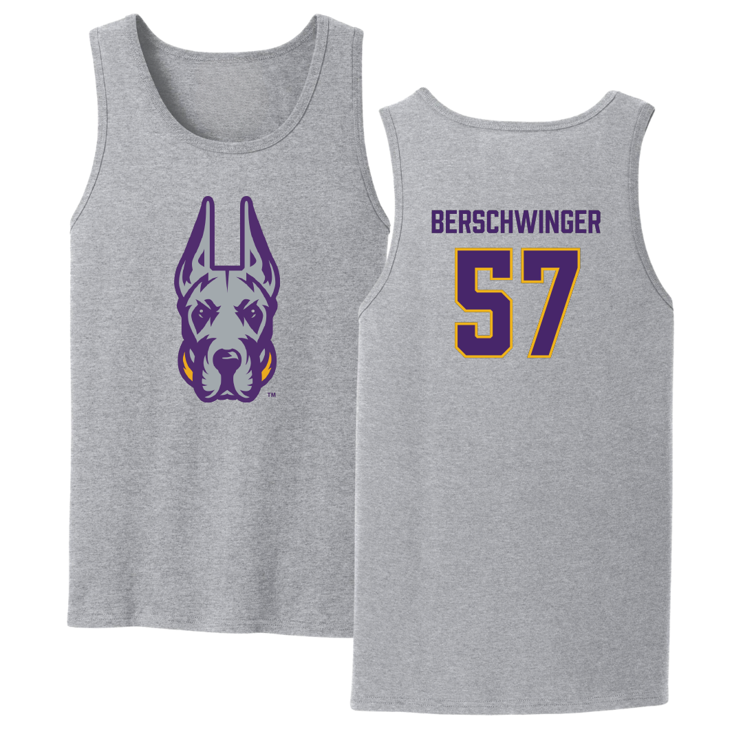 University at Albany Football Sport Gray Tank Top - #57 Troy Berschwinger