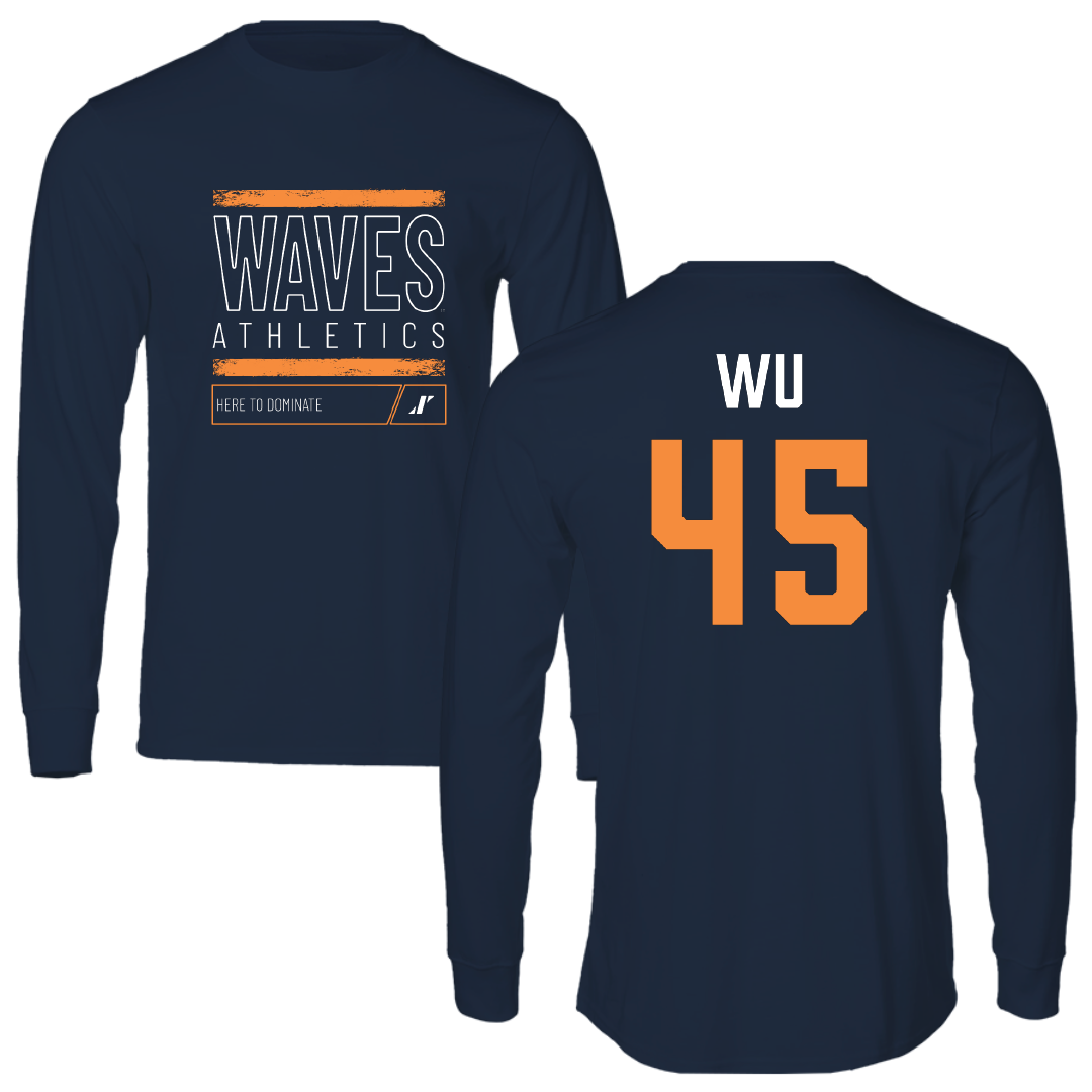 Pepperdine University Baseball Navy Dominate Long Sleeve - #45 Arnold Wu