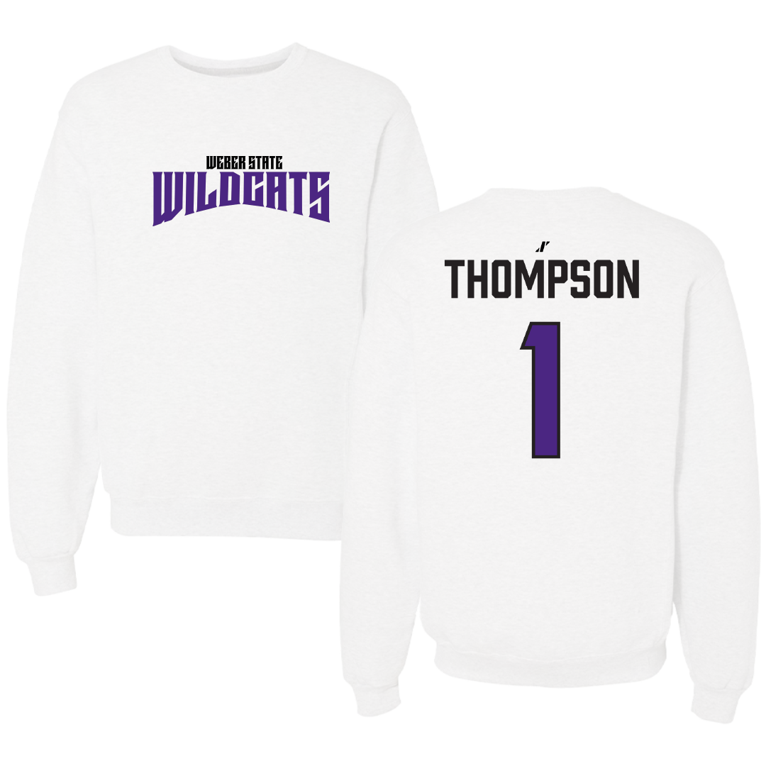 Weber State University Football White Classic Crewneck - #1 Keahnist Thompson