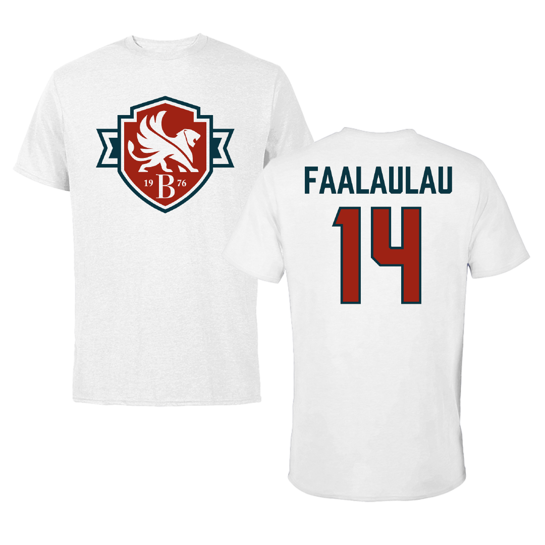 Bethesda University Basketball (W) White Tee - #14 Malo Faalaulau