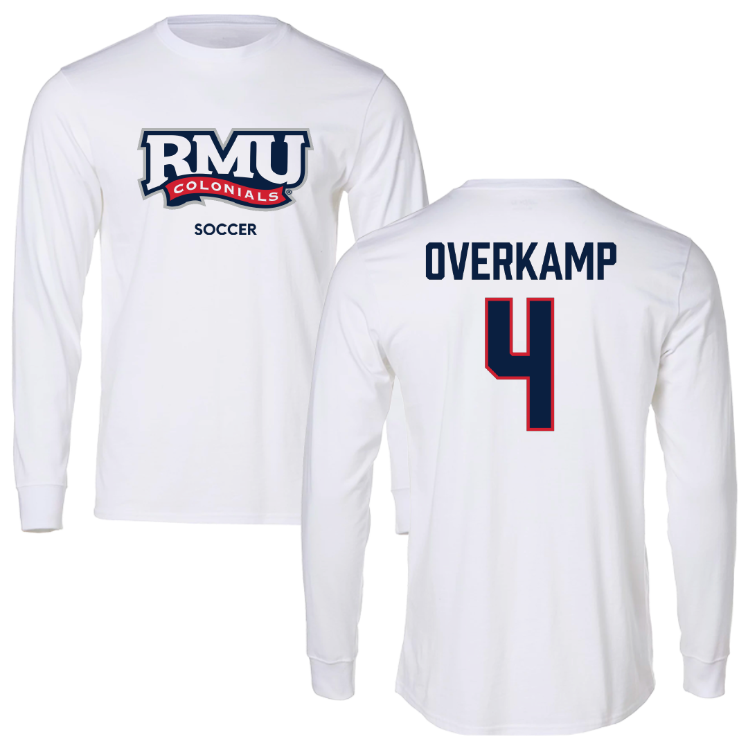 Robert Morris University Soccer (M) White Mascot Long Sleeve - #4 Fabian Overkamp