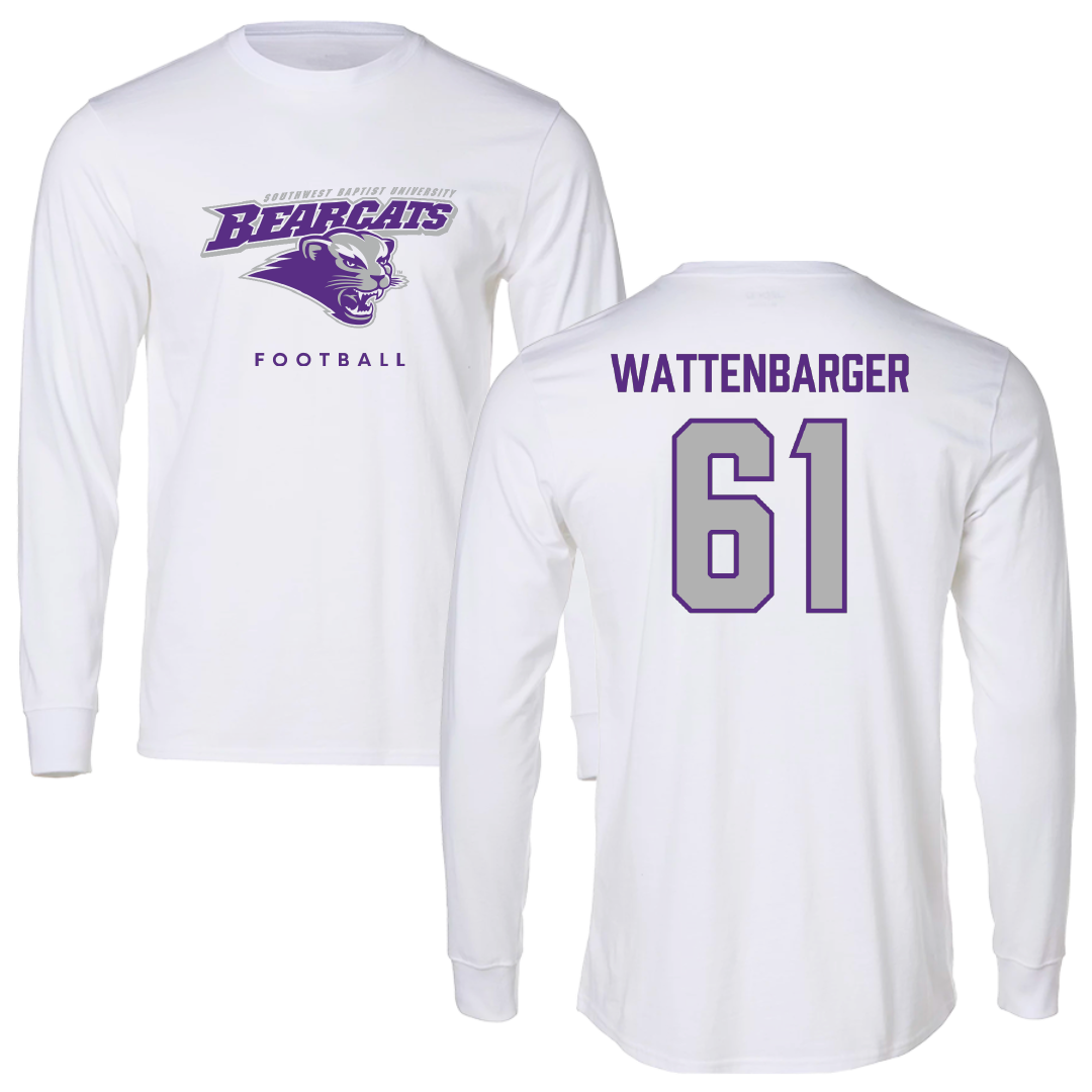 Southwest Baptist University Football White Performance Long Sleeve - #61 Lucas Wattenbarger