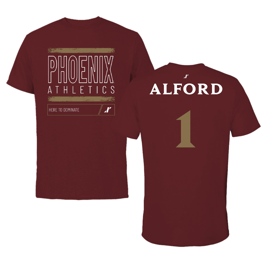 Elon University Baseball Maroon Dominate Performance Tee - #1 Jackson Alford
