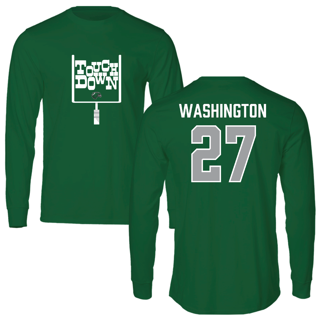 Northeastern State University Football Green Touchdown Long Sleeve - #27 Ethan Washington