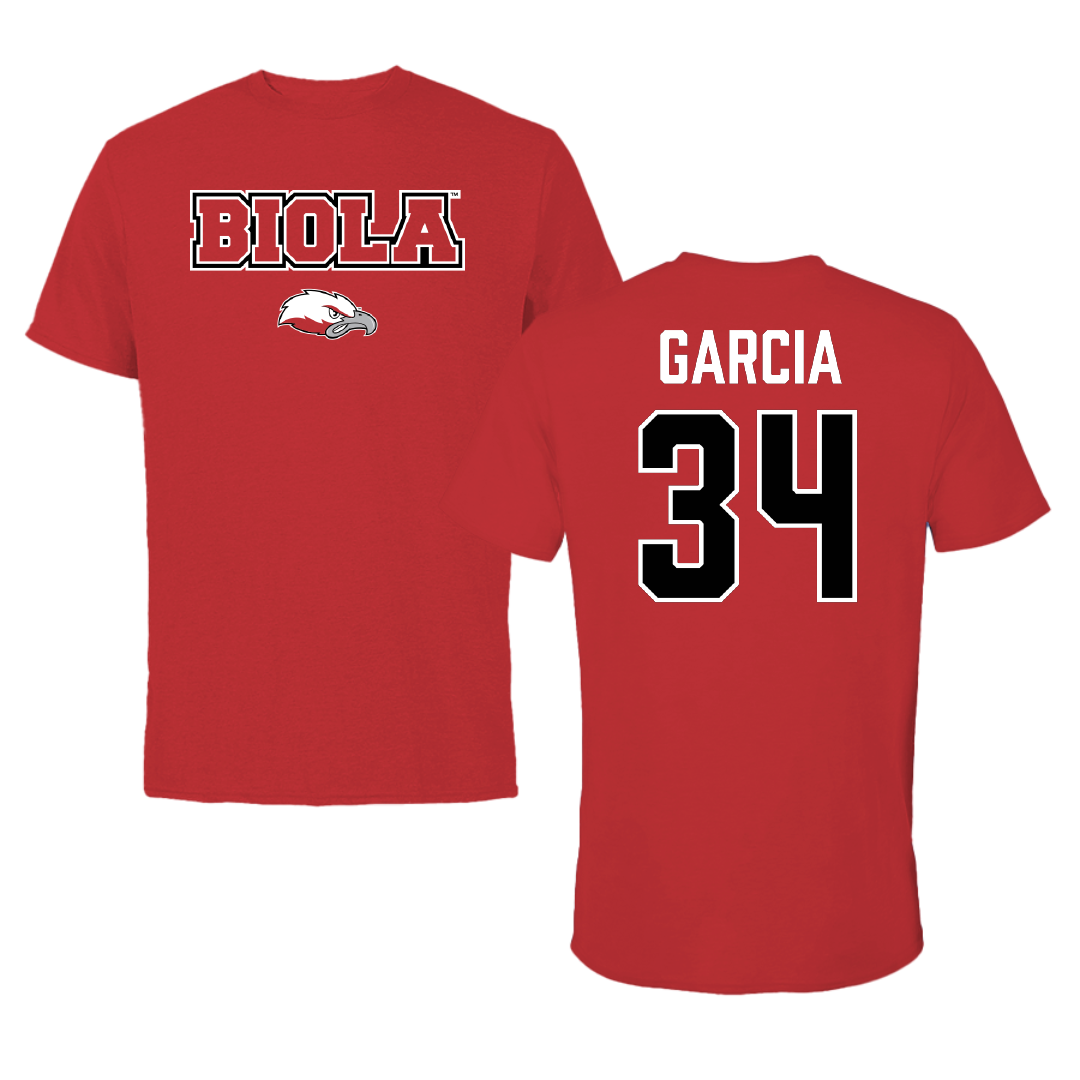 Biola University Softball Red Tee - #34 Lillianna Garcia