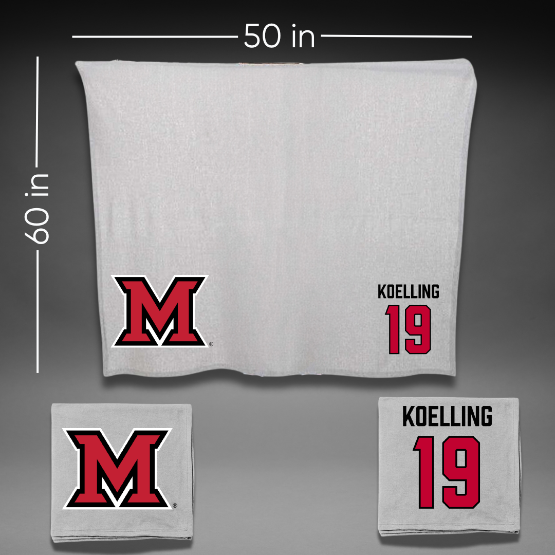 Miami University (Ohio) Baseball Gray Blanket - #19 Alex Koelling