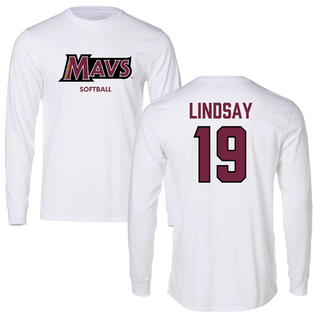 Colorado Mesa University Softball White Performance Long Sleeve - #19 Allison Lindsay