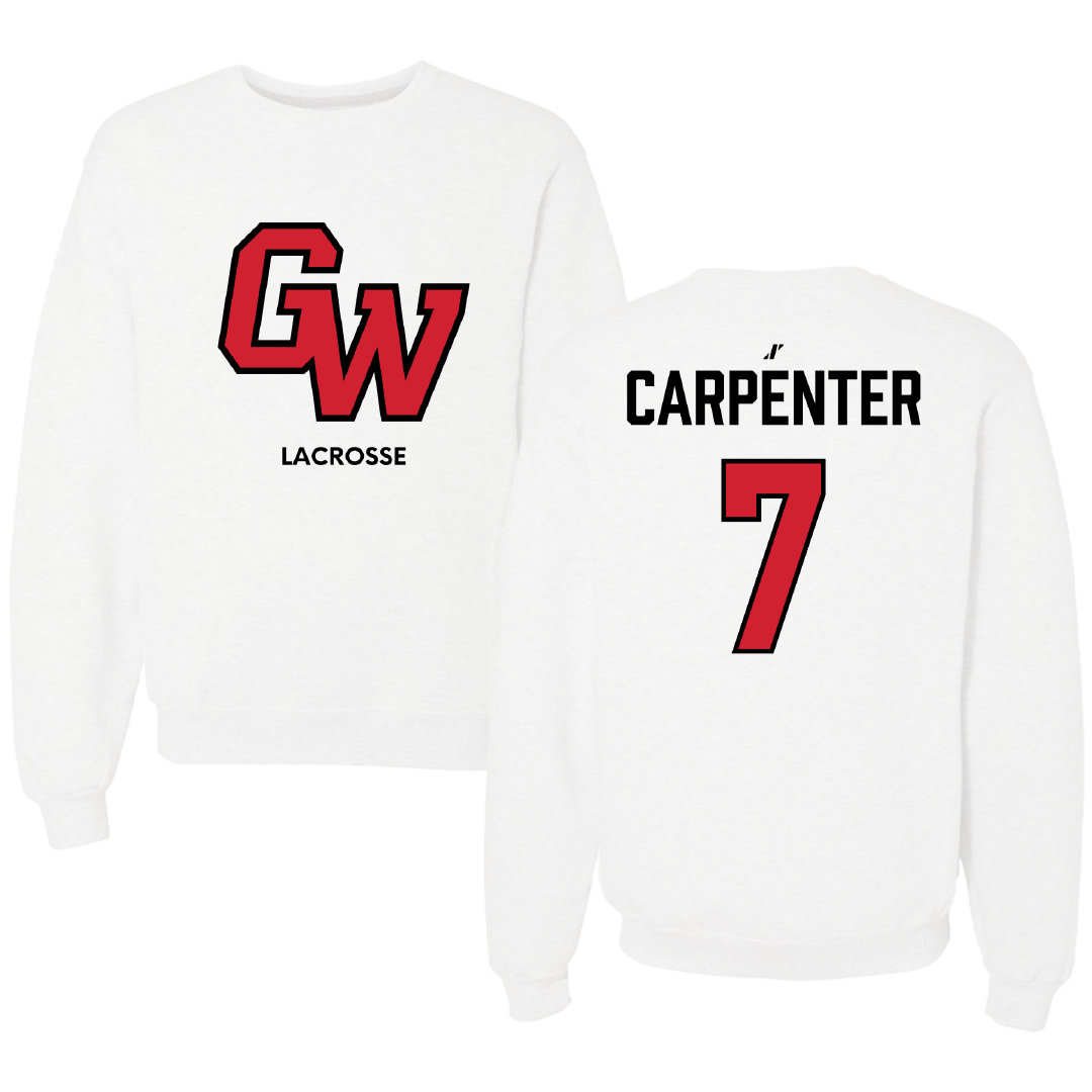 Gardner-Webb University Lacrosse (W) White Crewneck - #7 Summer Carpenter