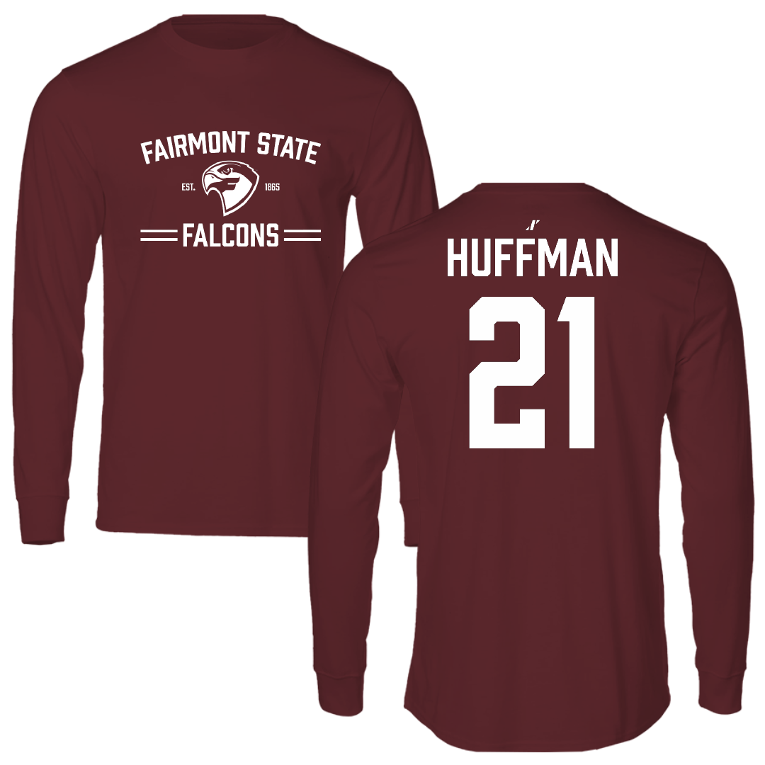 Fairmont State University Basketball Maroon General Performance Long Sleeve - #21 Leslie Huffman