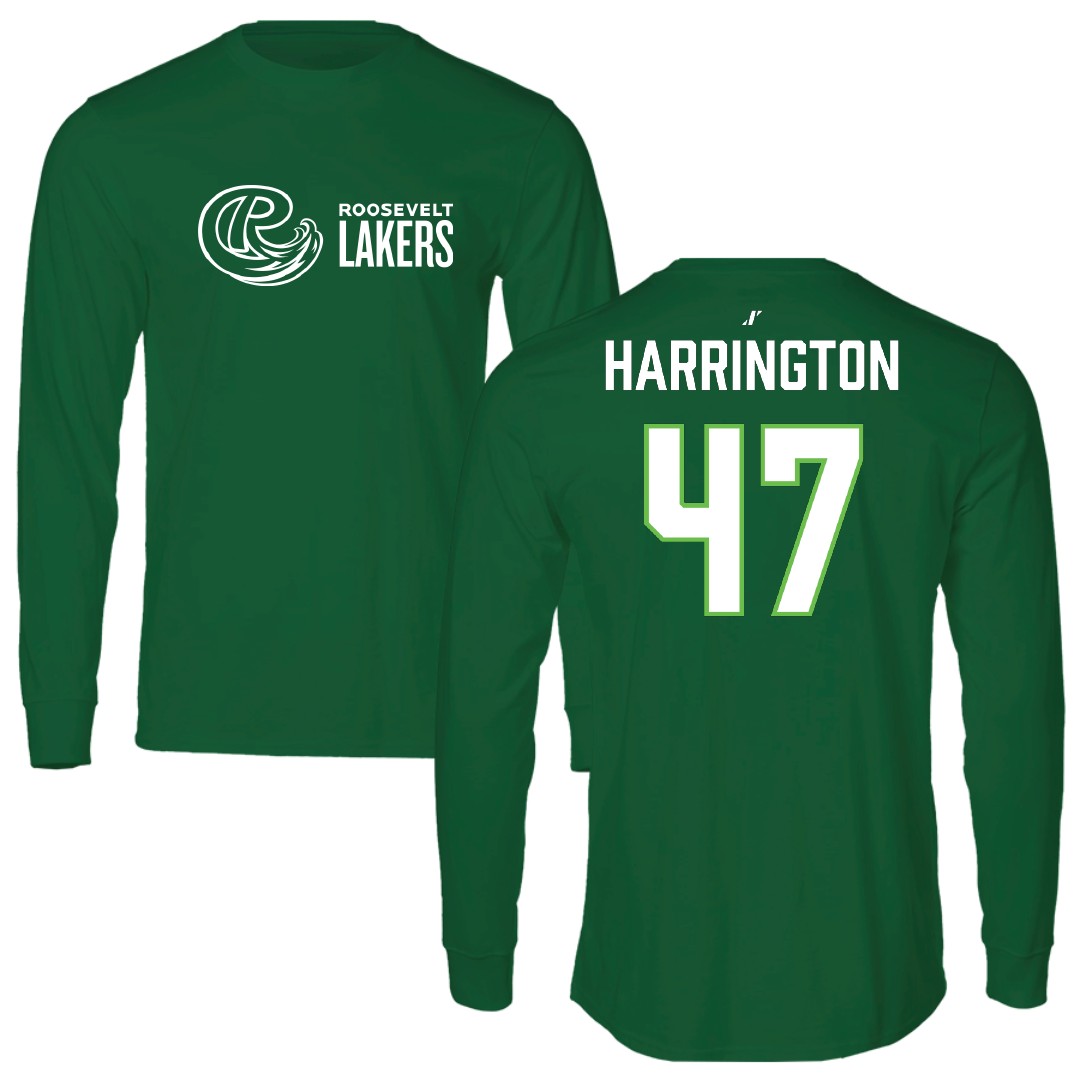 Roosevelt University Football Green Performance Long Sleeve - #47 Syrr Harrington