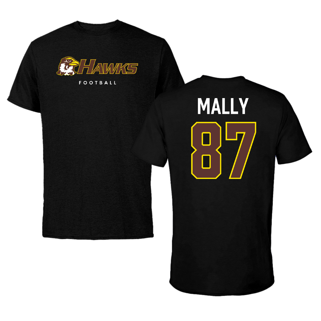 Quincy University Football Black Tee - #87 Zach Mally