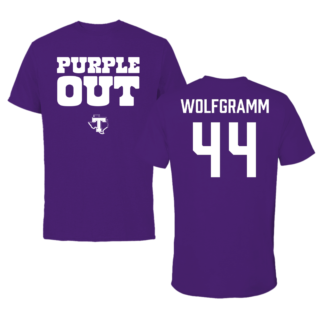 Tarleton State University Football Purple Out Tee - #44 Vililami Wolfgramm
