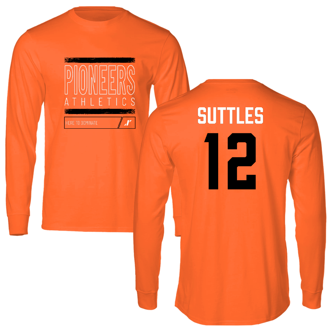 Tusculum University Football Orange Dominate Performance Long Sleeve - #12 Ron Suttles