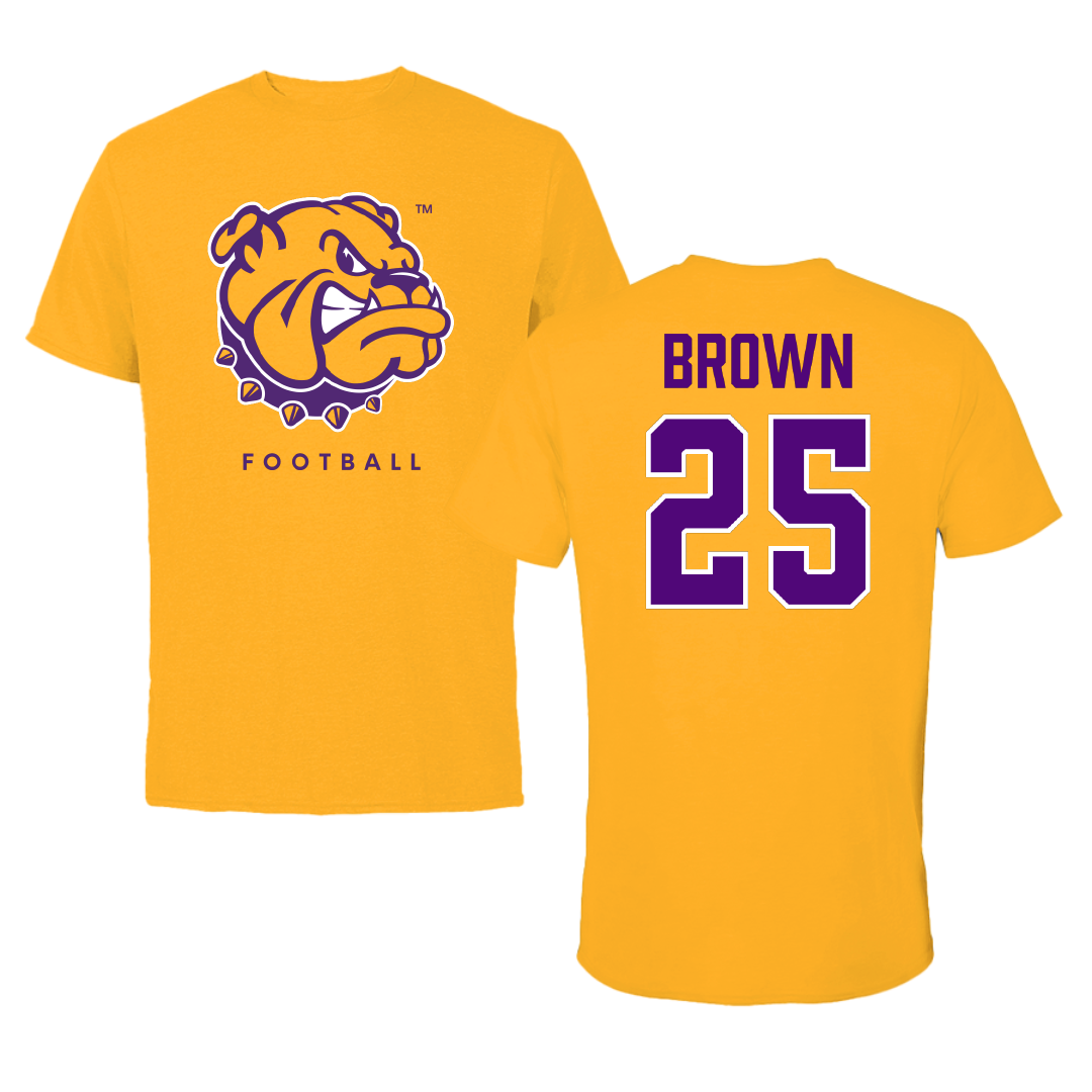 Western Illinois University Football Gold Tee - #25 Santhony Brown