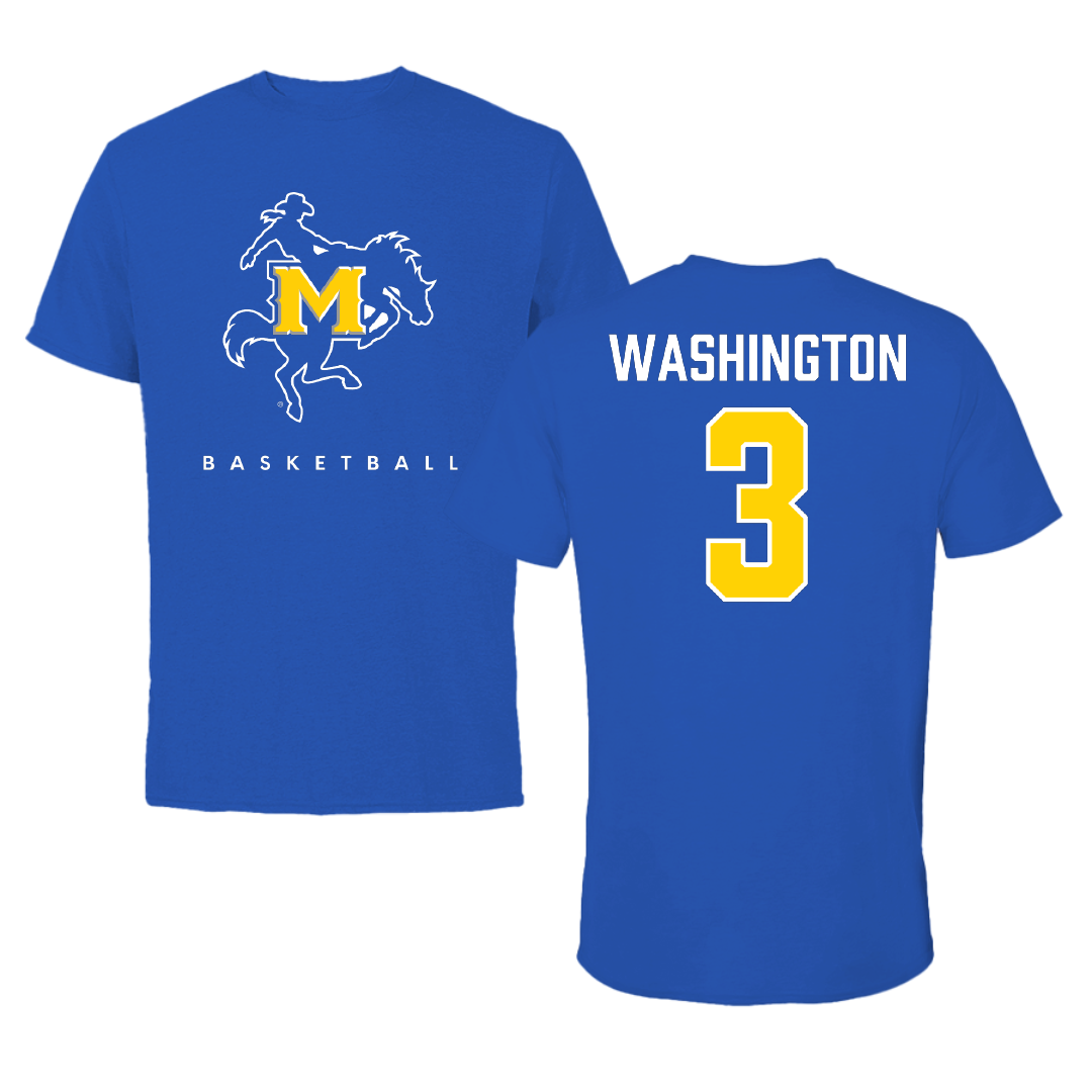 McNeese State University Basketball (W) Blue Performance Tee - #3 Allasia Washington