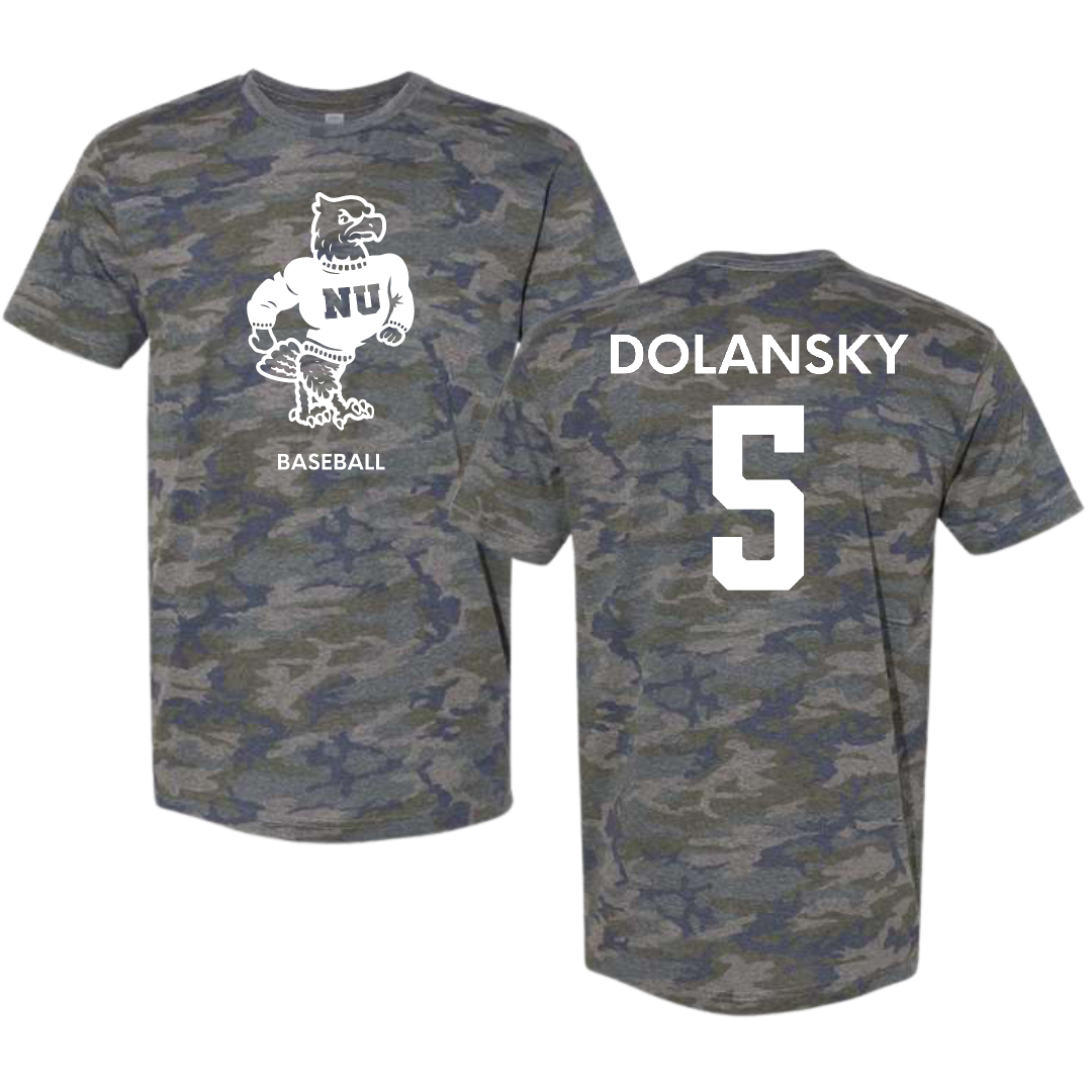Niagara University Baseball Vintage Camo Tee - #5 Eddie Dolansky