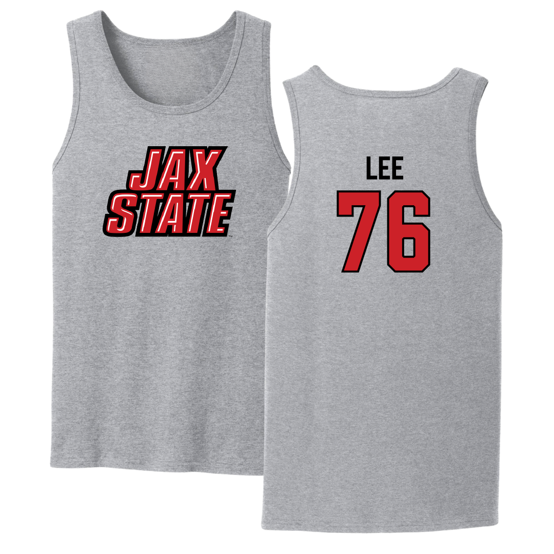 Jacksonville State University Football Sport Gray Tank Top - #76 Marvin Lee