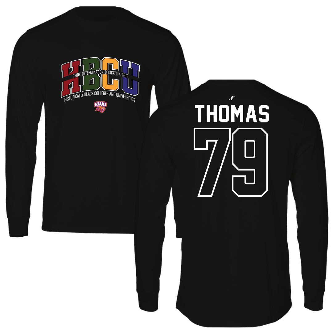 Edward Waters University Football Black HBCU Long Sleeve - #79 Dyran Thomas