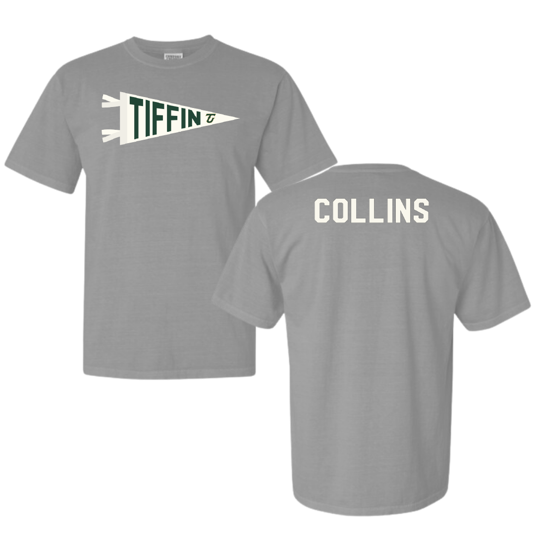 Tiffin University TF and XC Light Gray Pennant Comfort Colors Tee - Mekhi Collins