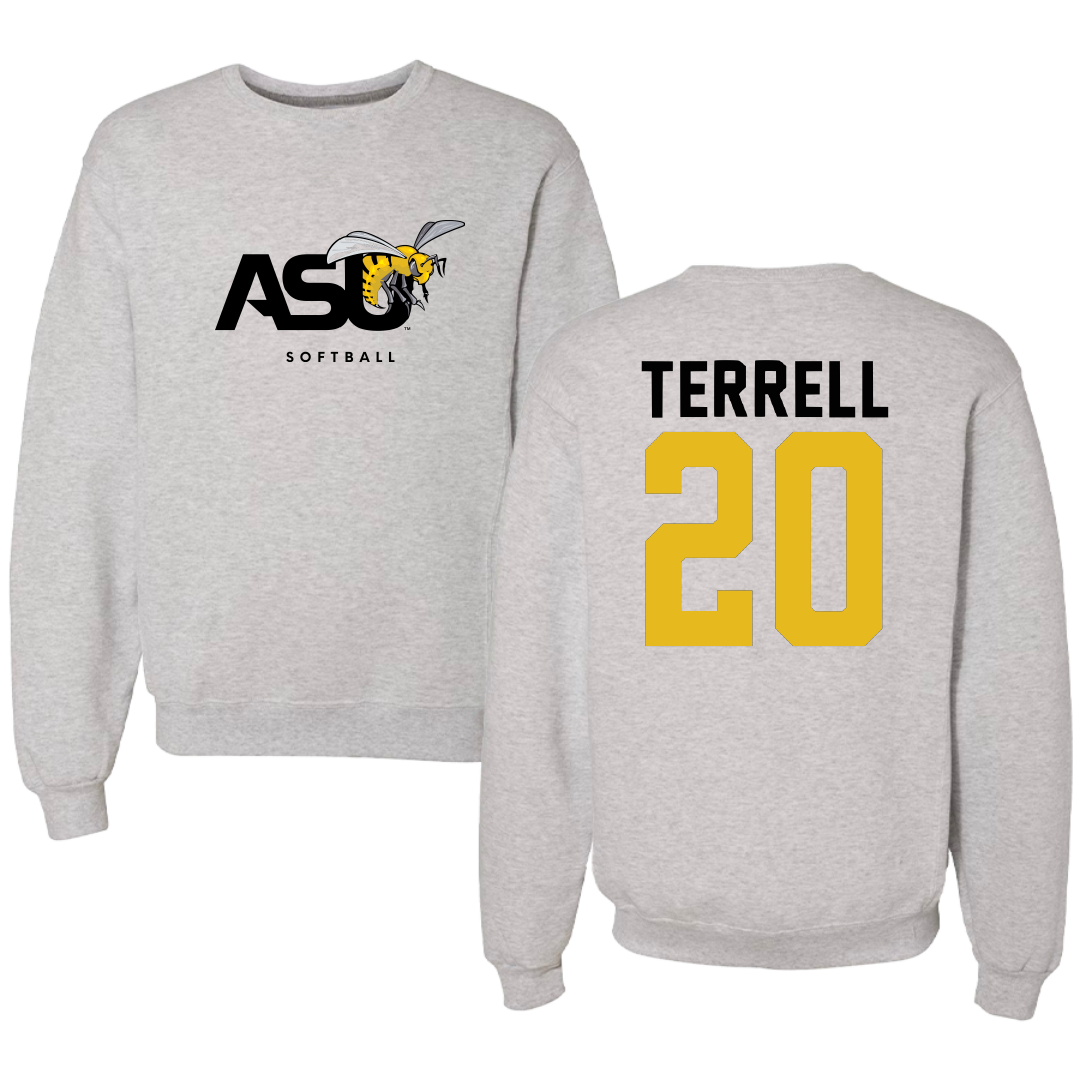 Alabama State University Softball Light Gray Crewneck - #20 Jaibriel Terrell