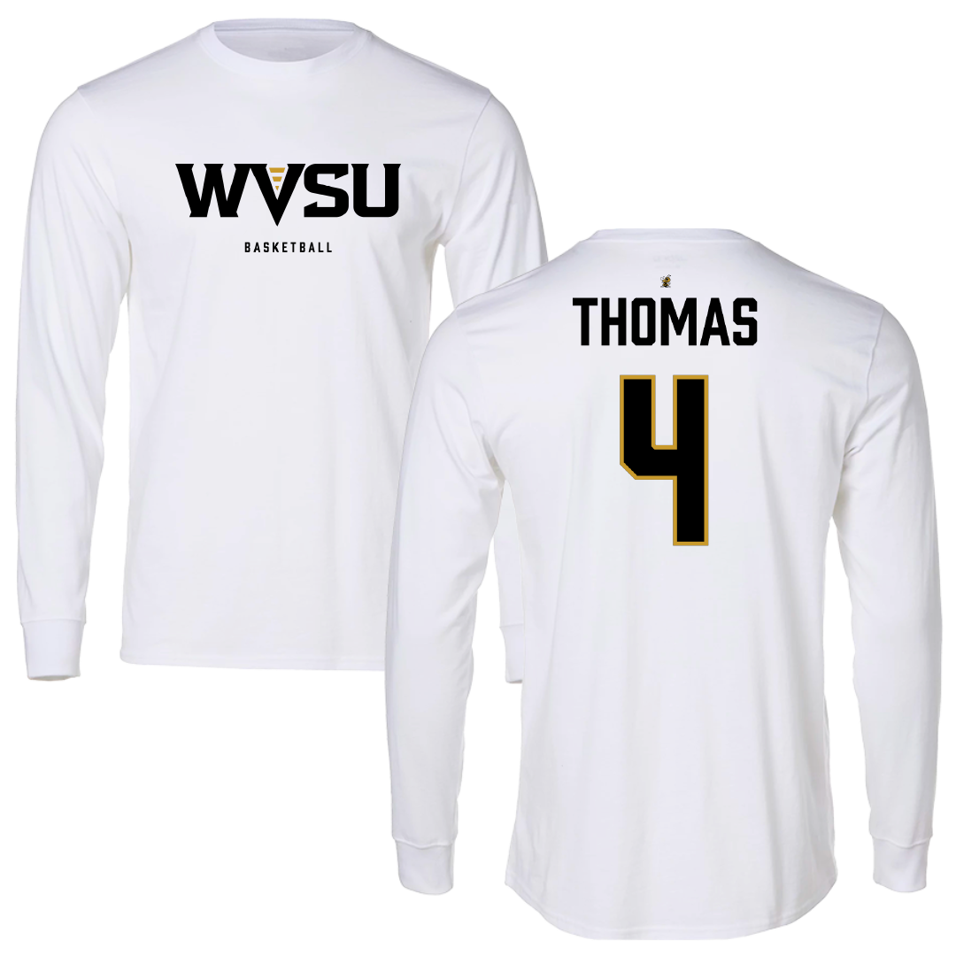 West Virginia State University Basketball (W) White Performance Long Sleeve - #4 Desire’e Thomas