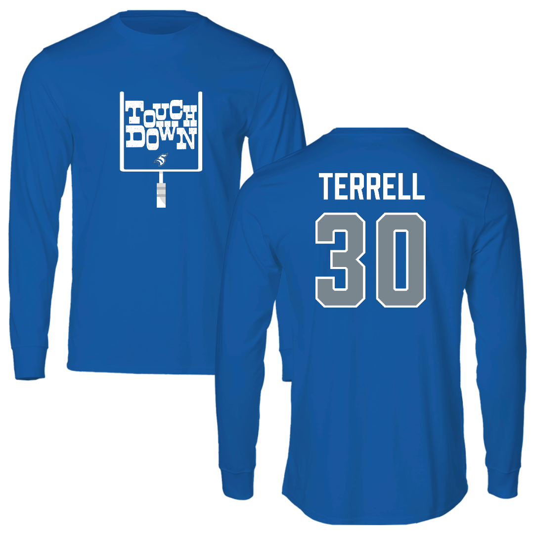 Thomas More University Football Blue Touchdown Long Sleeve - #30 Chase Terrell