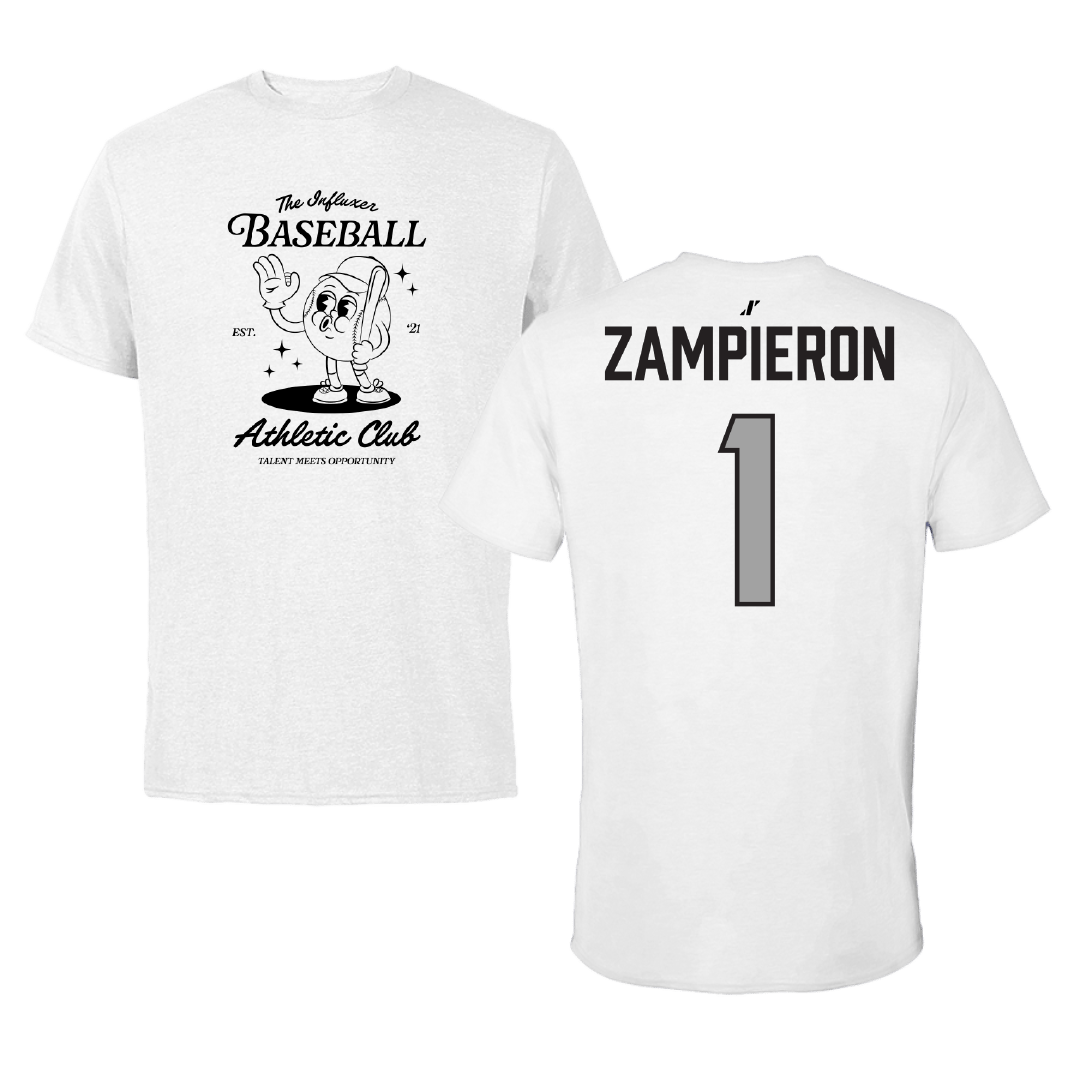Baseball White Influxer Athletic Club Tee - #1 Nick Zampieron