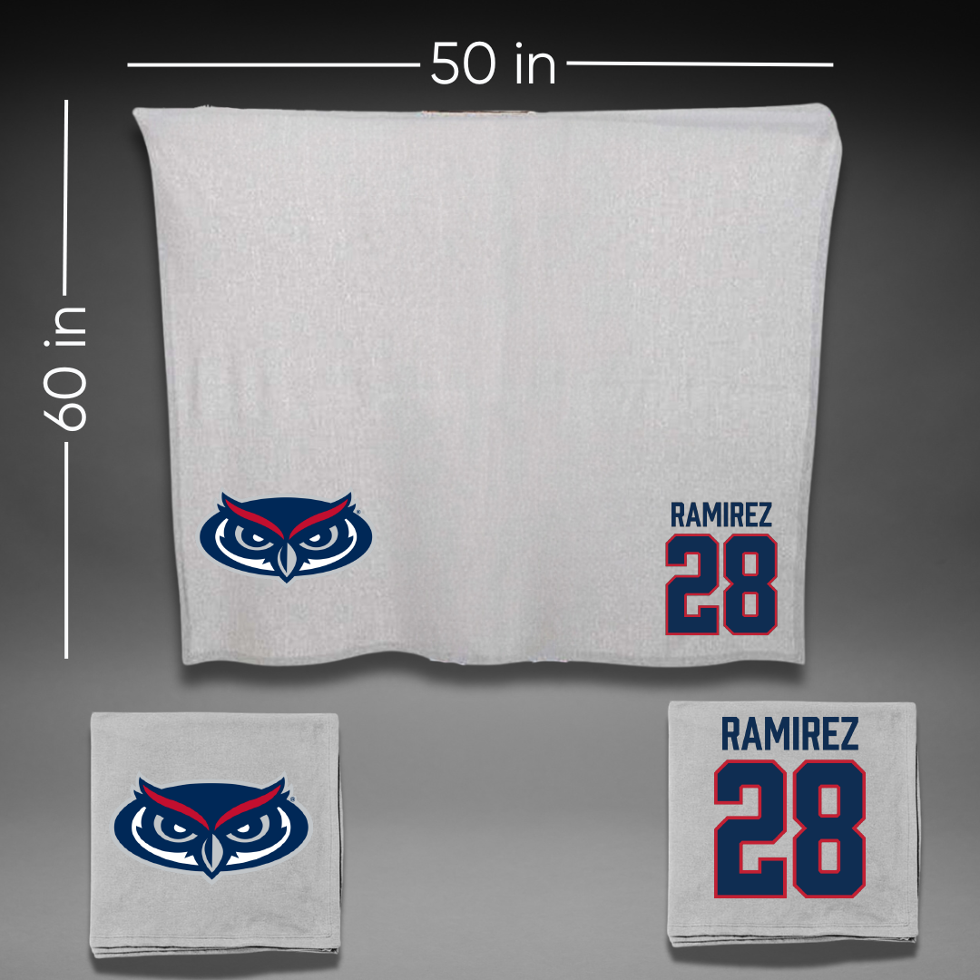 Florida Atlantic University Soccer Gray Blanket - #28 Jianna Ramirez