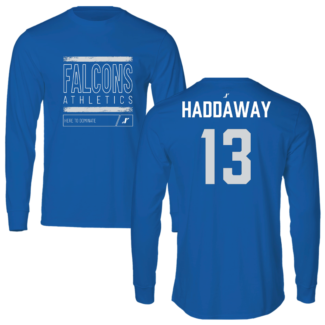 Albertus Magnus College Volleyball (W) Blue Dominate Performance Long Sleeve - #13 Jayden Haddaway