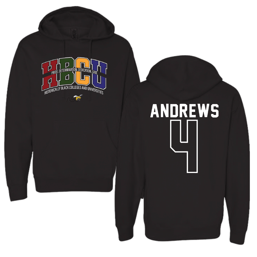 Alabama State University Basketball Black HBCU Hoodie - #4 Mario Andrews