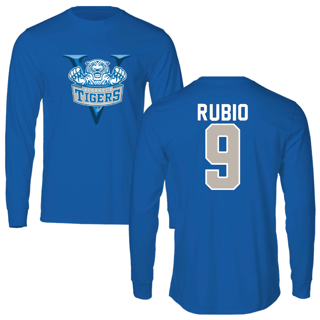 Voorhees University Baseball Blue Performance Long Sleeve - #9 Miguel Rubio