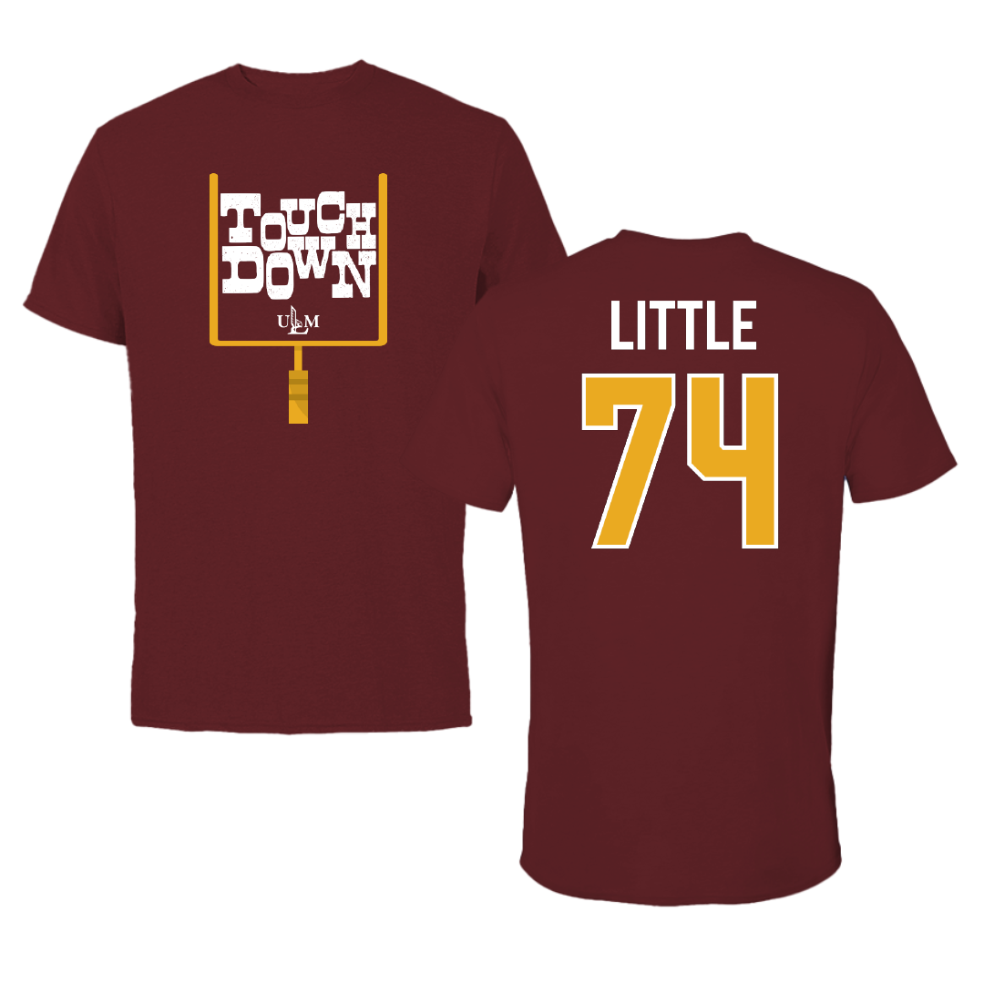 University of Louisiana Monroe Football Maroon Touchdown Tee - #74 Thomas Little